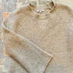 Madewell sweater colorful speckles beige knit wide sleeves small crew neck
